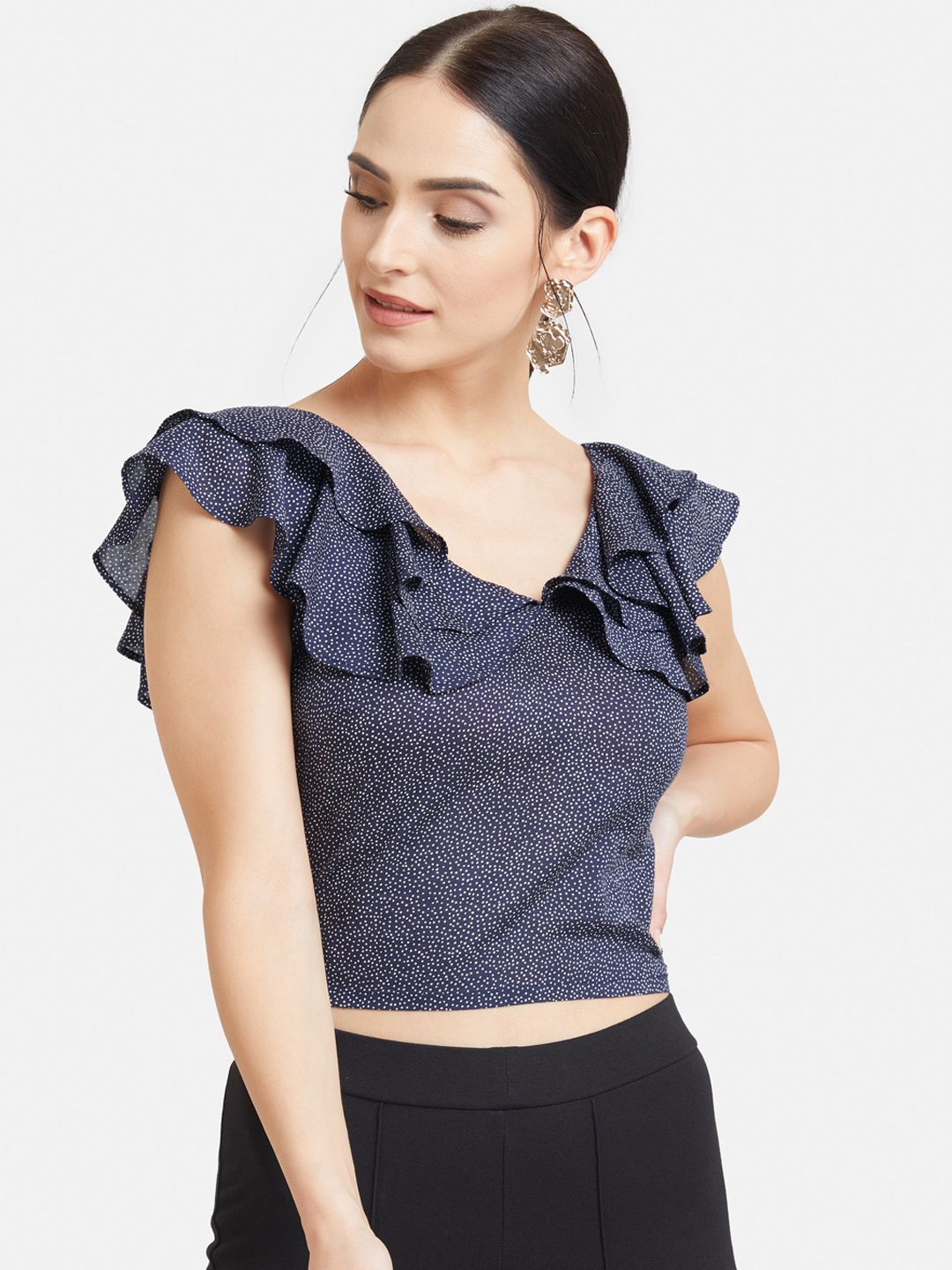 

Kazo Women Blue Polka Dot Printed Top