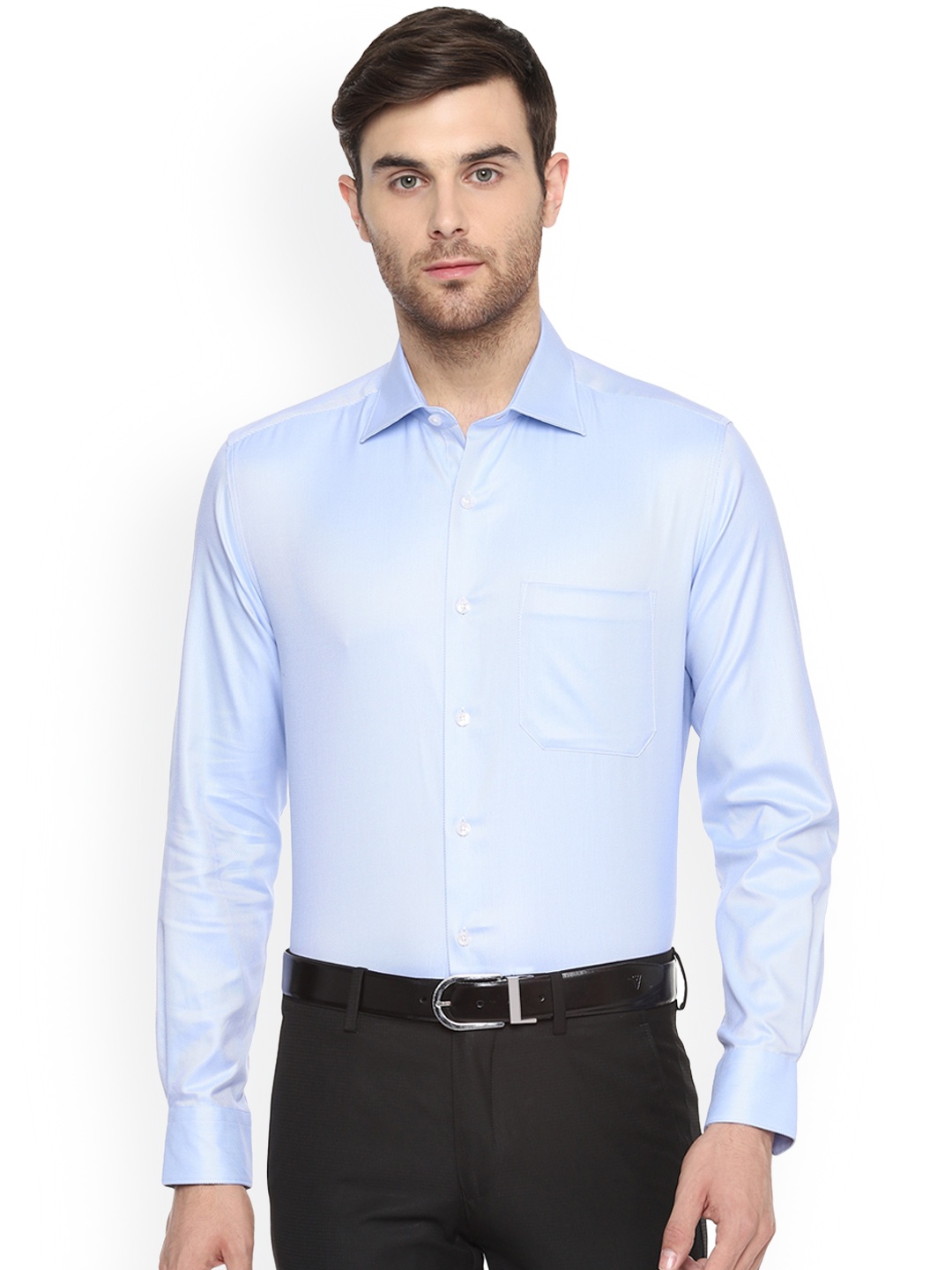 Louis Philippe Men Blue Classic Regular Fit Striped Formal Shirt