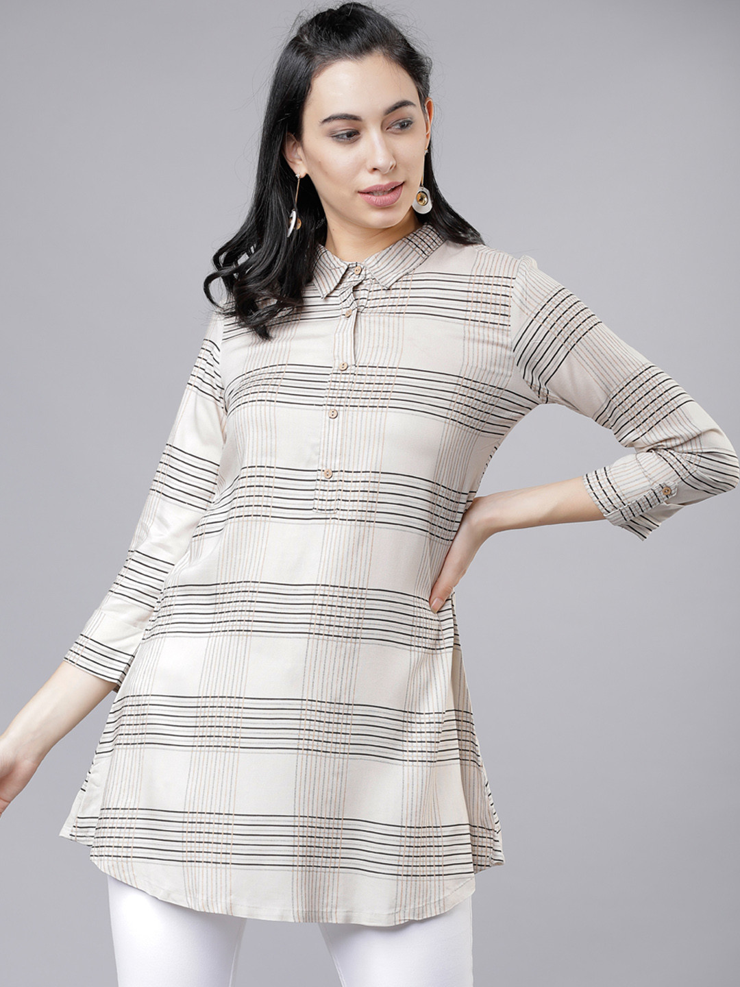 

Vishudh Beige Checked Tunic