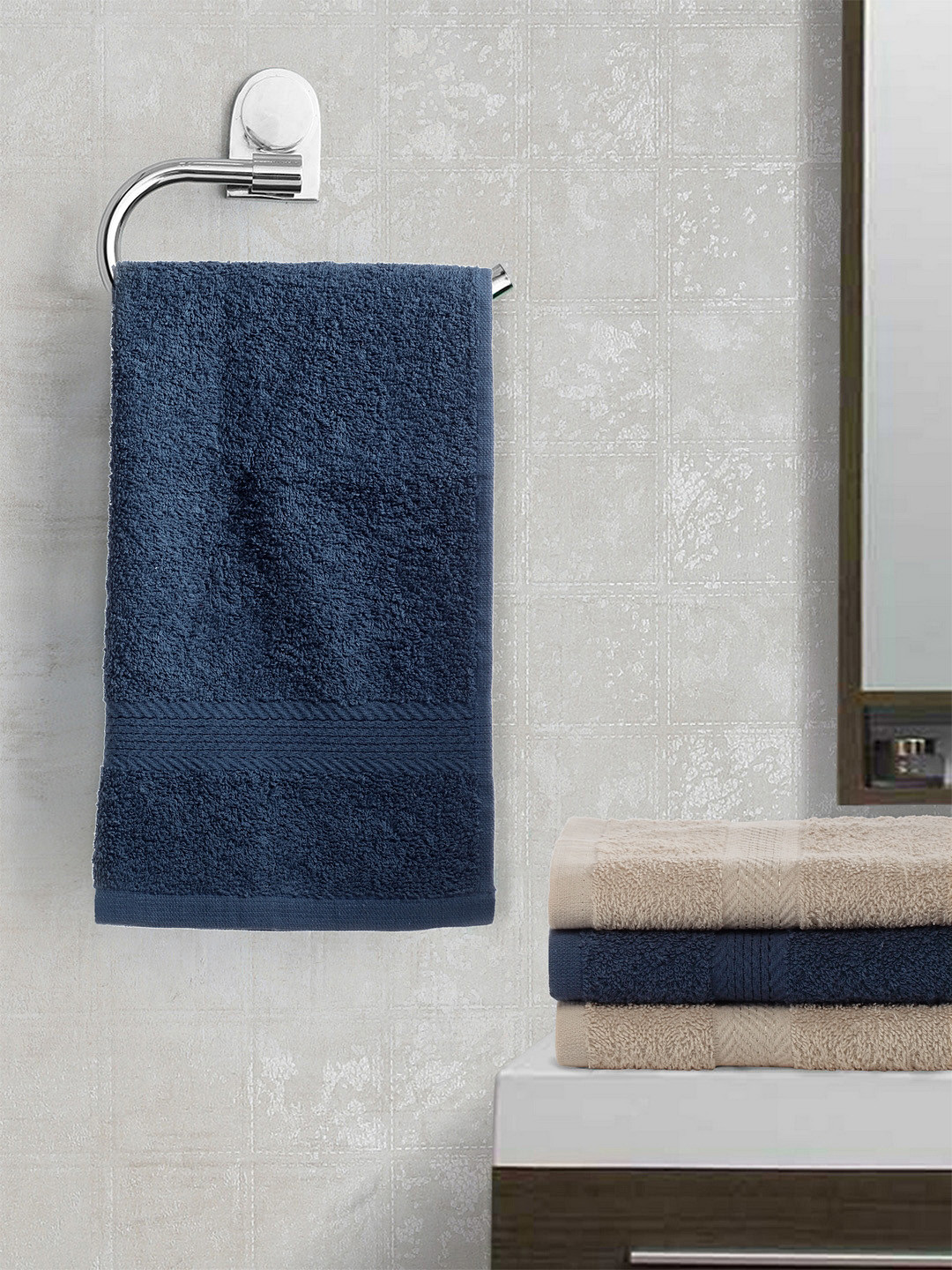 

BIANCA Set of 4 Solid 400 GSM Cotton Hand Towels, Off white