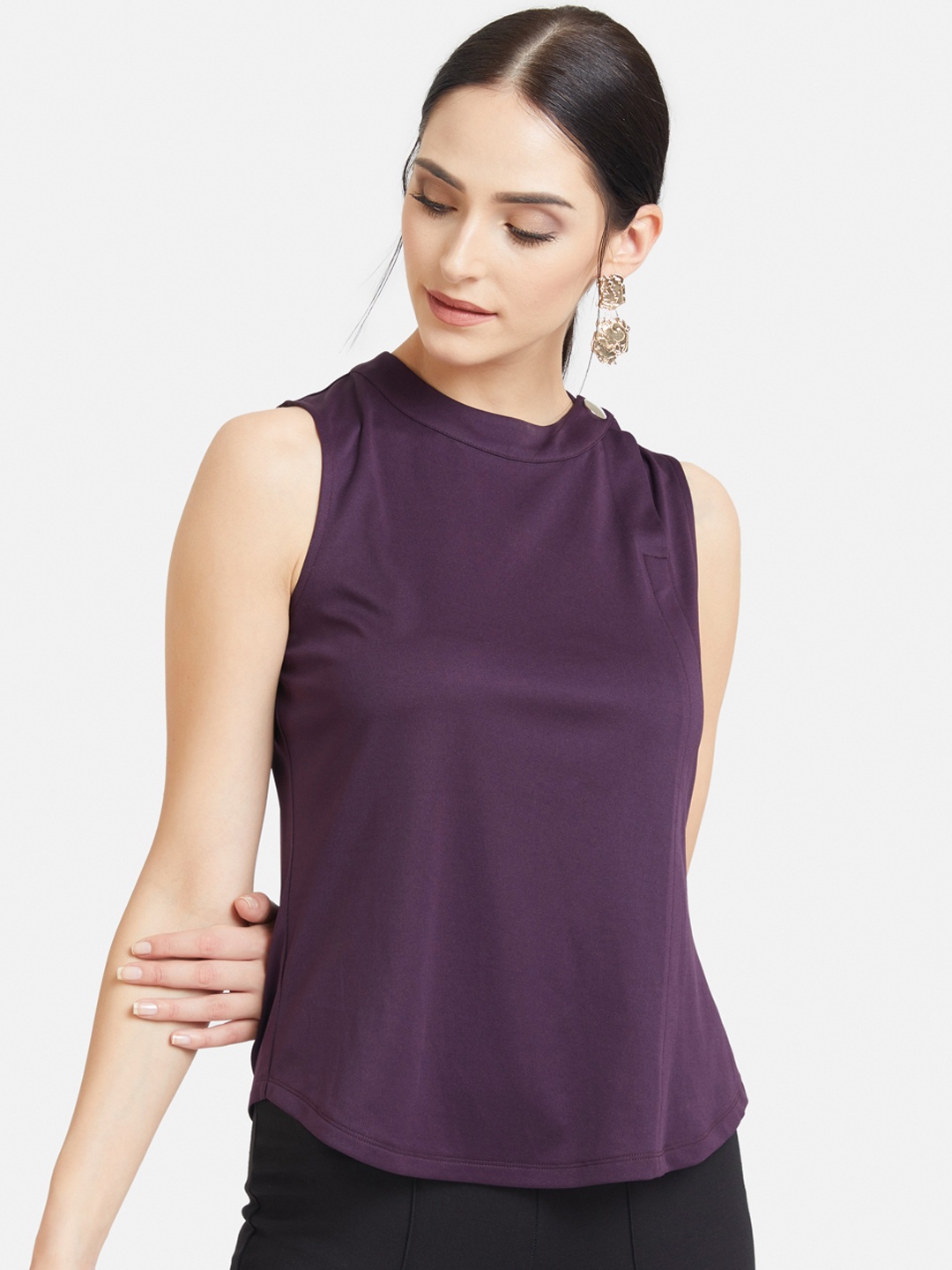 

Kazo Women Purple Solid A-Line Top
