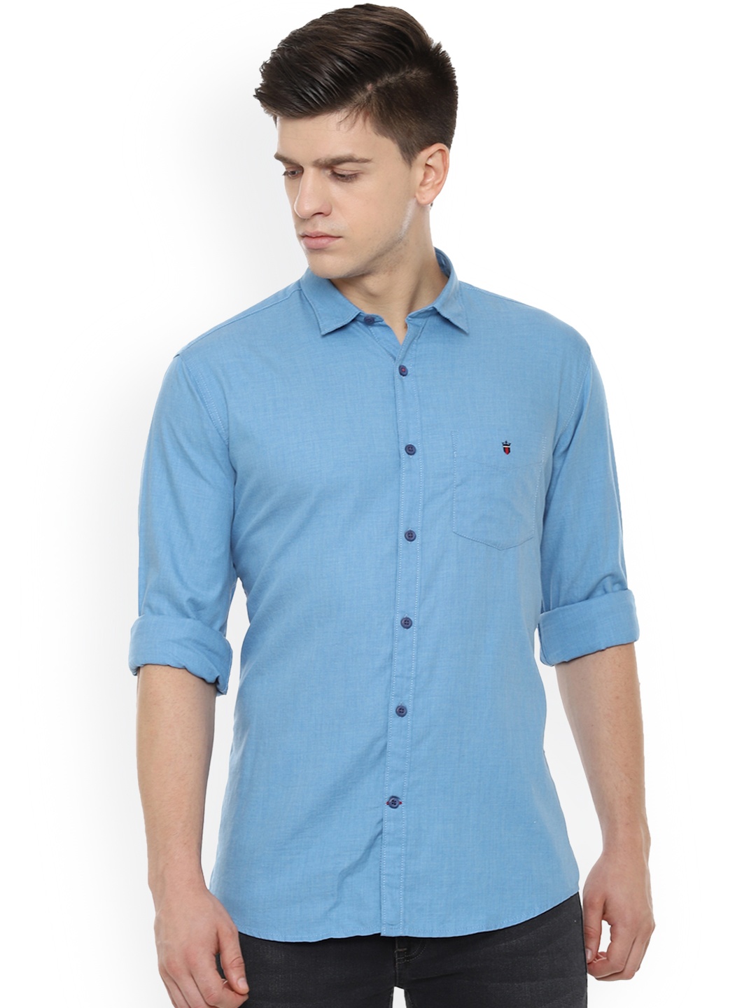 

Louis Philippe Men Blue Slim Fit Solid Casual Shirt