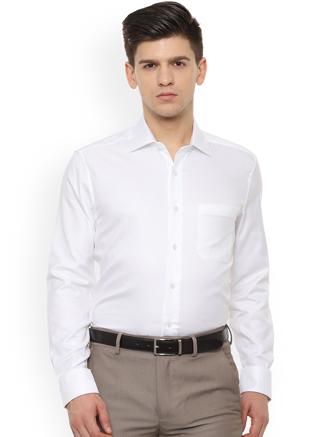 

Louis Philippe Men White Classic Regular Fit Striped Formal Shirt