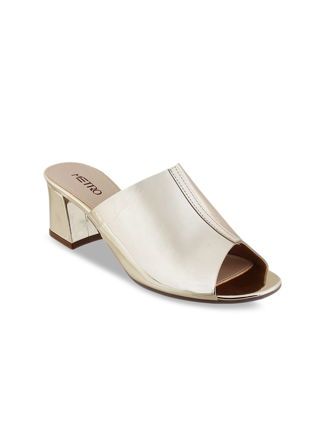 

Metro Women Gold-Toned Solid Mules
