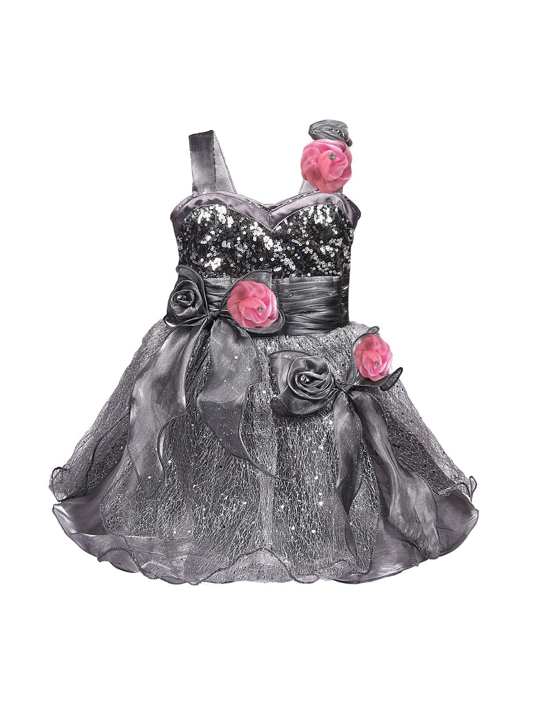 

Wish Karo Girls Grey Fit and Flare Dress