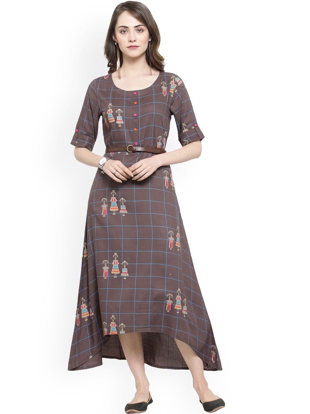 

Varanga Women Taupe Fit and Flare Dress