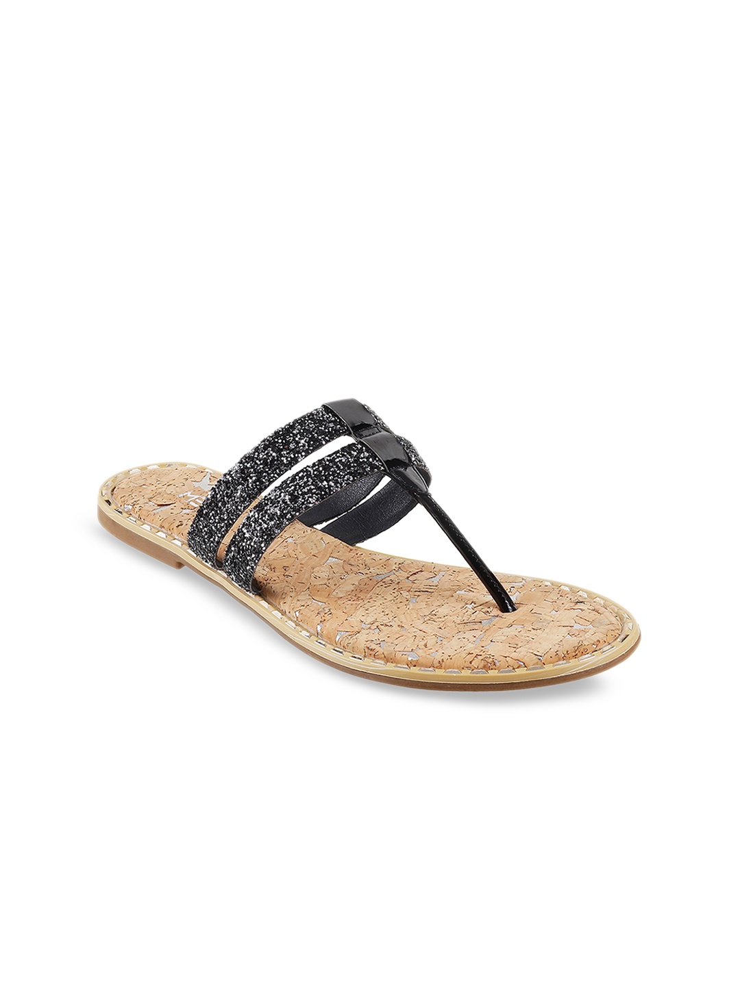 

Metro Women Black Embellished T-Strap Flats