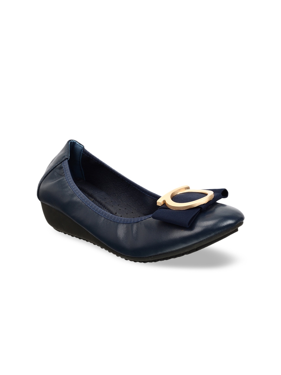 

Aber & Q Women Navy Blue Solid Synthetic Patent Ballerinas