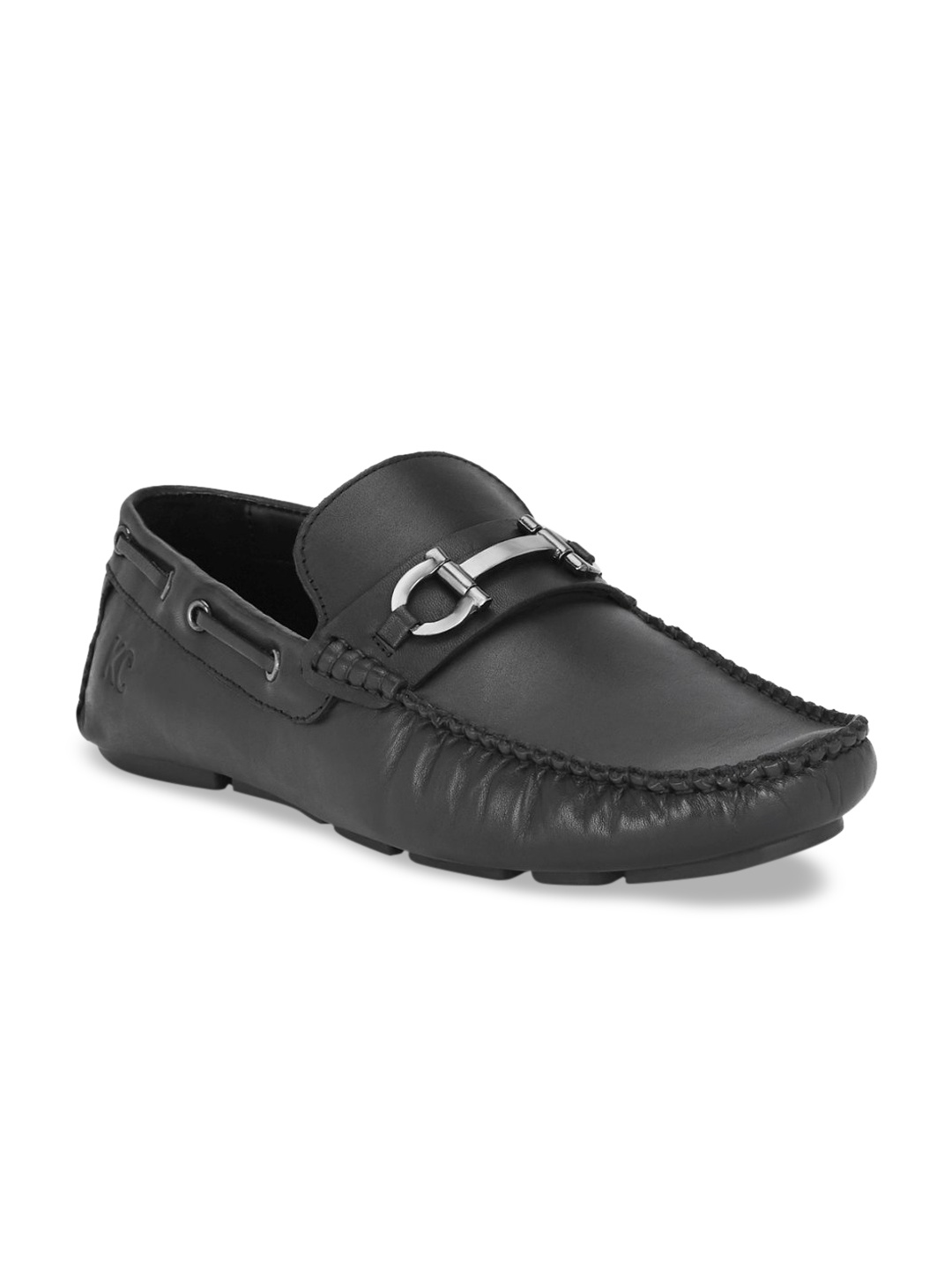 

Kenneth Cole Men Black Leather Boat Shoes