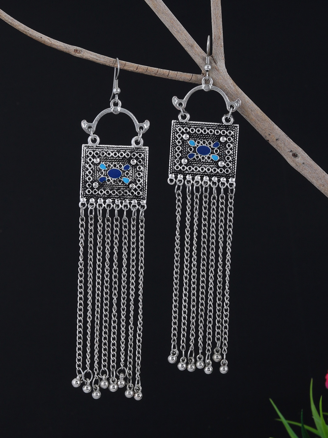 

Silvermerc Designs Silver-Toned Circular Drop Earrings