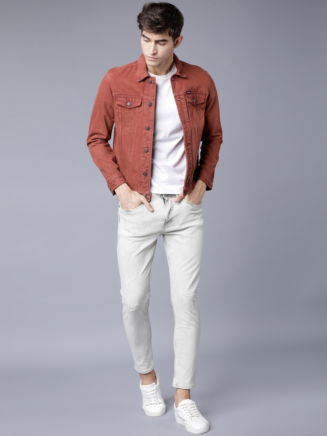 

LOCOMOTIVE Men Grey Tapered Fit Mid-Rise Clean Look Stretchable Jeans