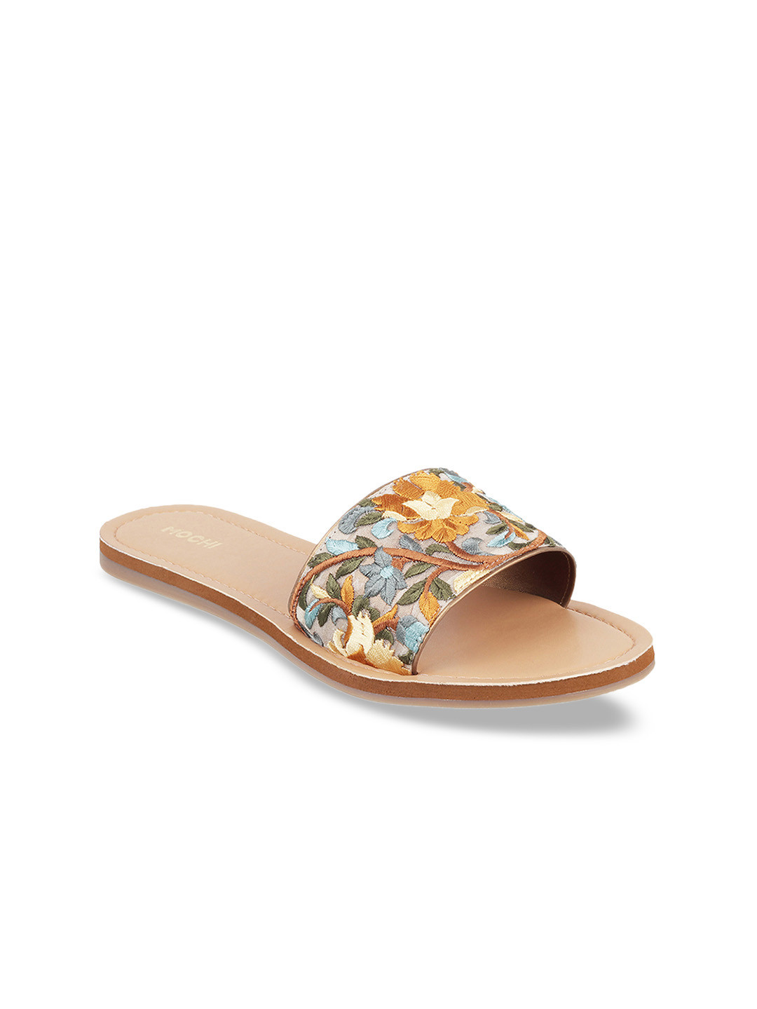 

Mochi Women Tan Brown Woven Design Open Toe Flats