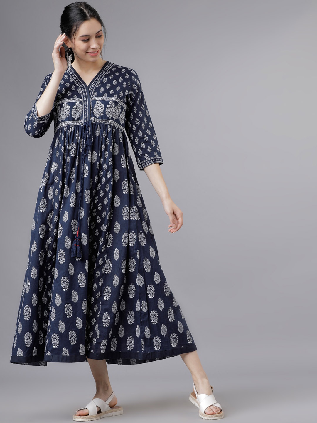 

Vishudh Women Navy Blue Empire Dress