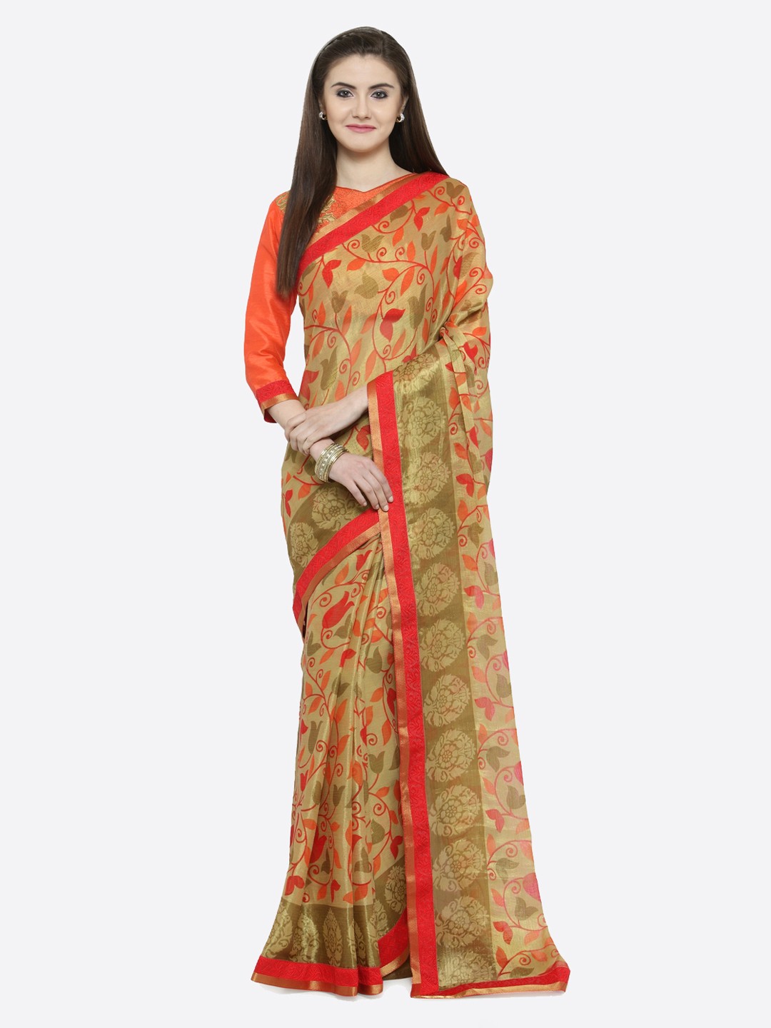 

Shaily Beige Printed Silk Blend Saree