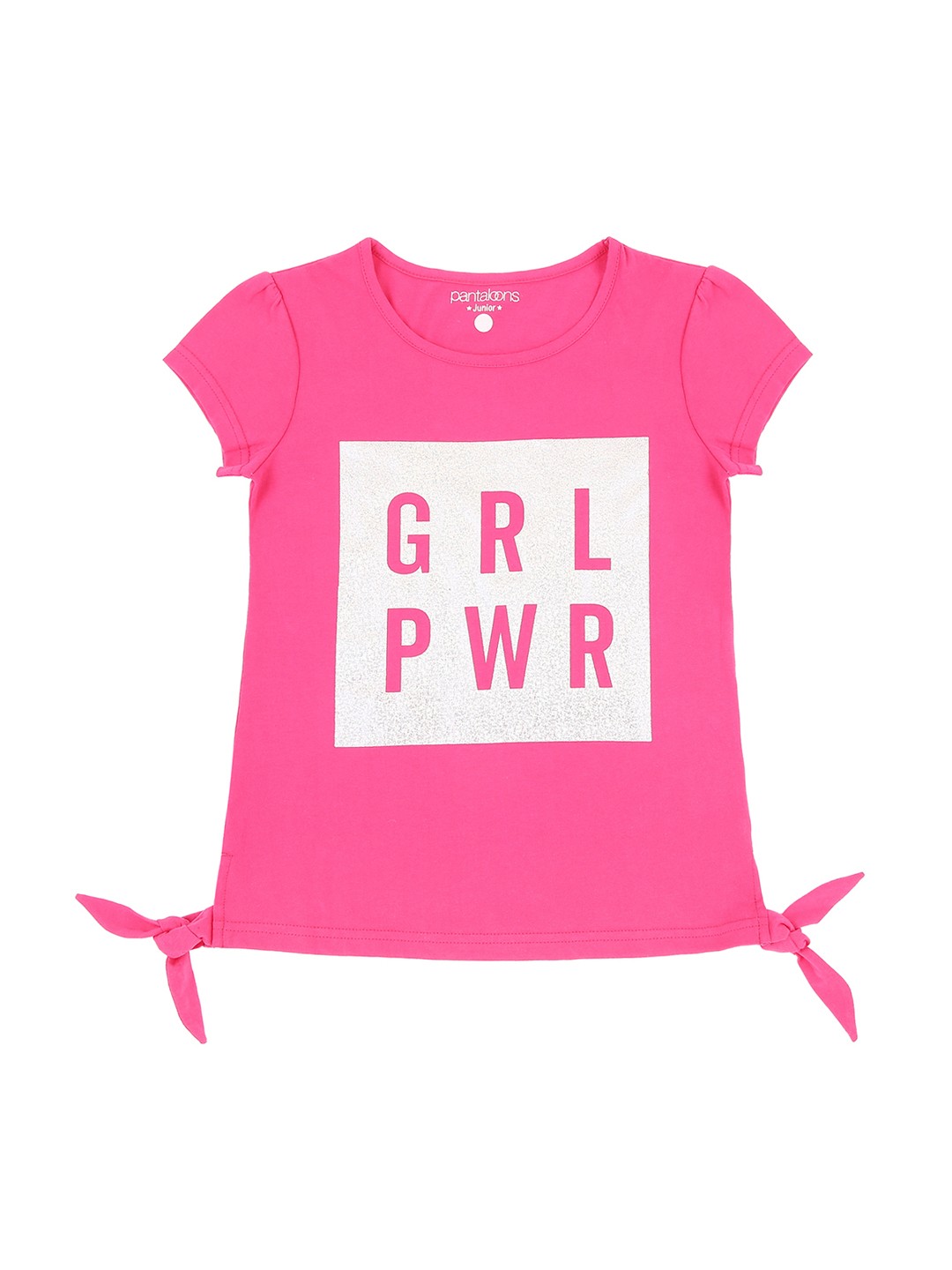 

Pantaloons Junior Girls Pink Printed Round Neck Pure Cotton T-shirt