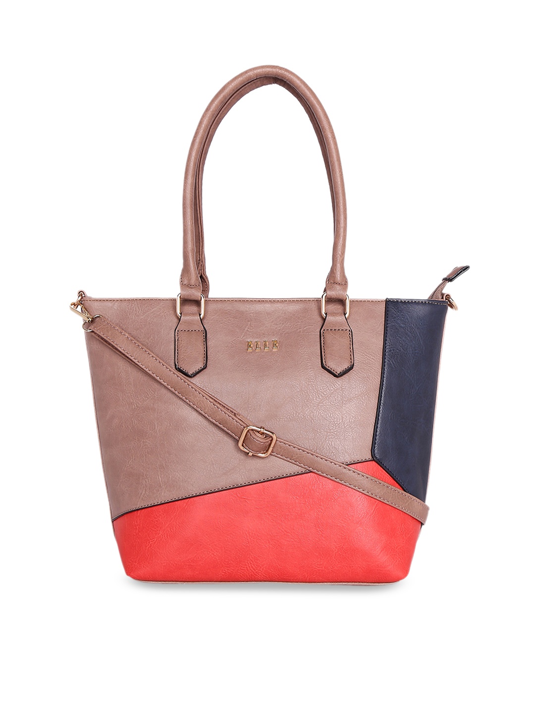 

ELLE Brown Colourblocked Shoulder Bag