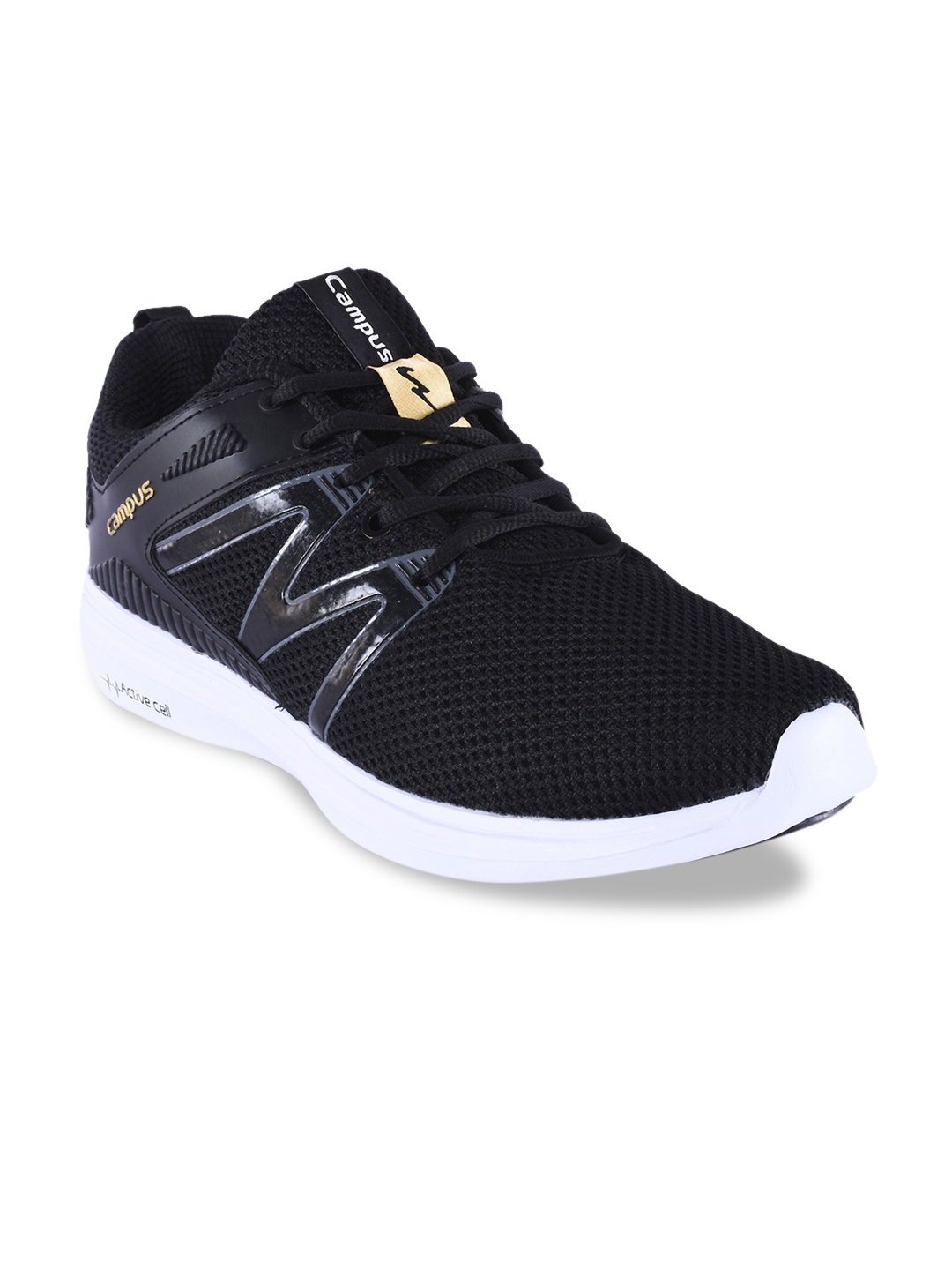 

Campus Men Black Mesh Running Shoes