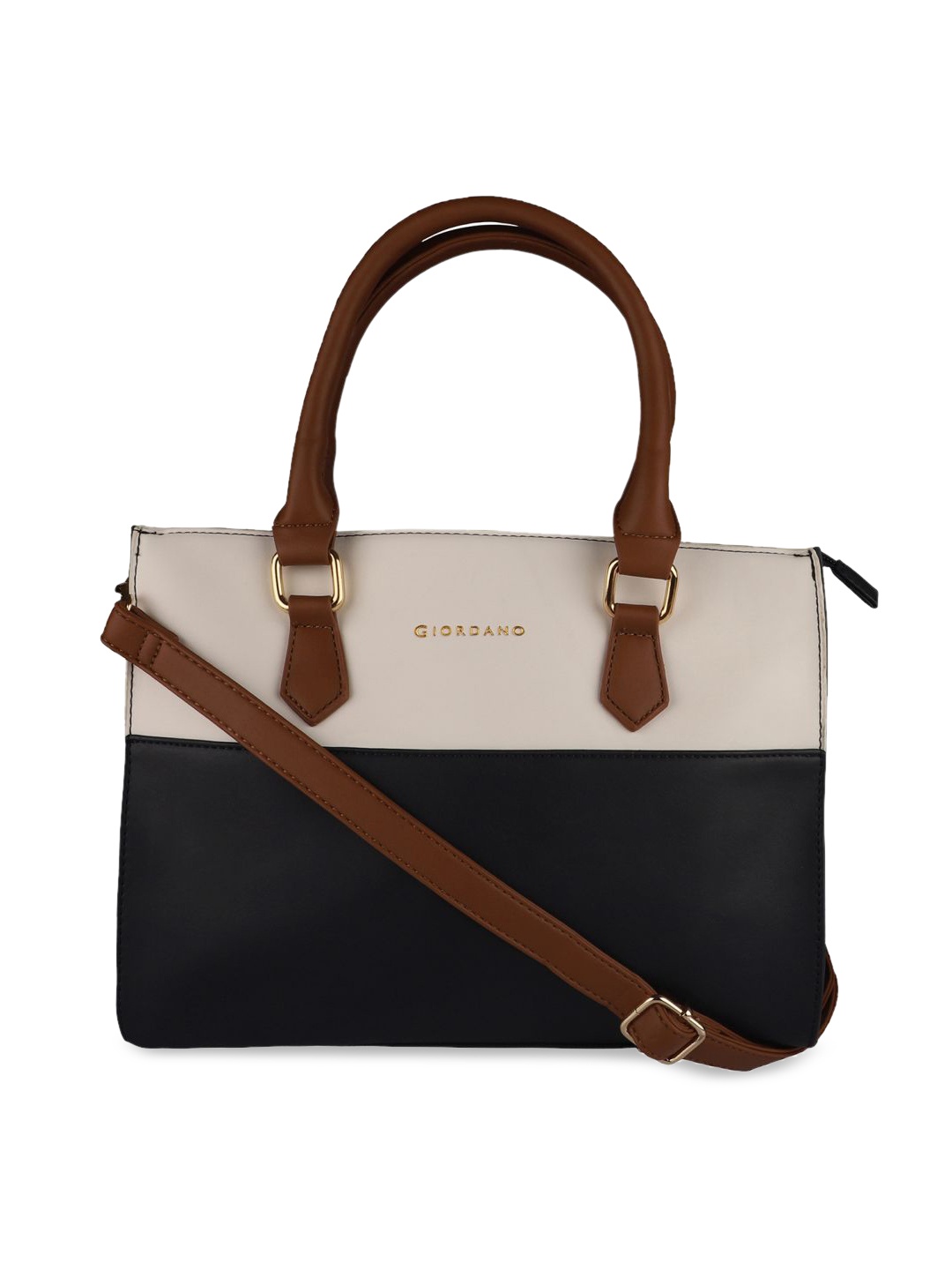 

GIORDANO Navy Blue & Pink Colourblocked Handheld Bag