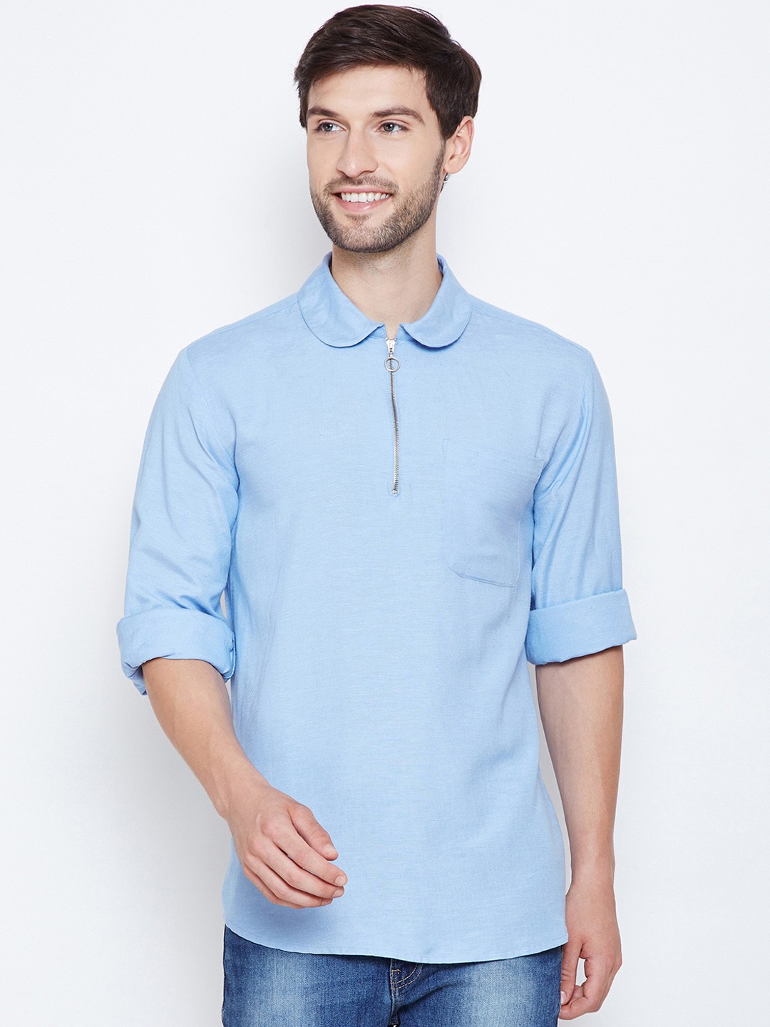 

Oxolloxo Men Blue Regular Fit Solid Casual Shirt