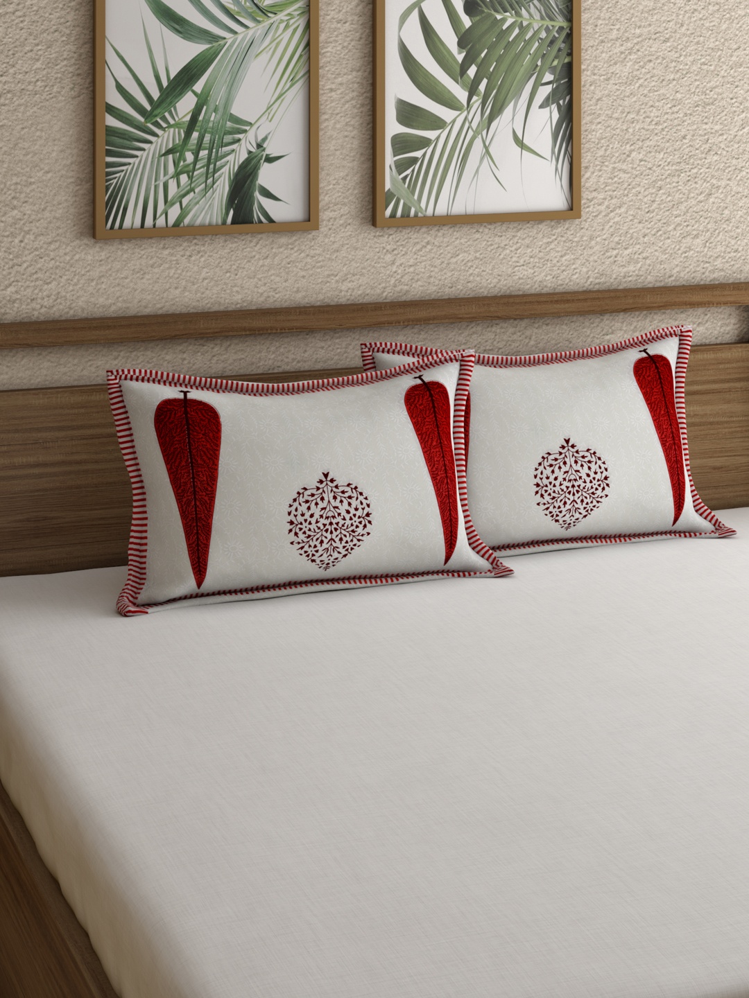 

Rajasthan Decor Set of 2 Printed Pillow Covers, Off white