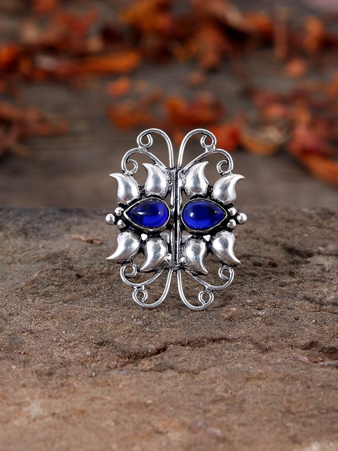 

Silvermerc Designs Women Handcrafted 92.5 Sterling Silver Oxidised Ring