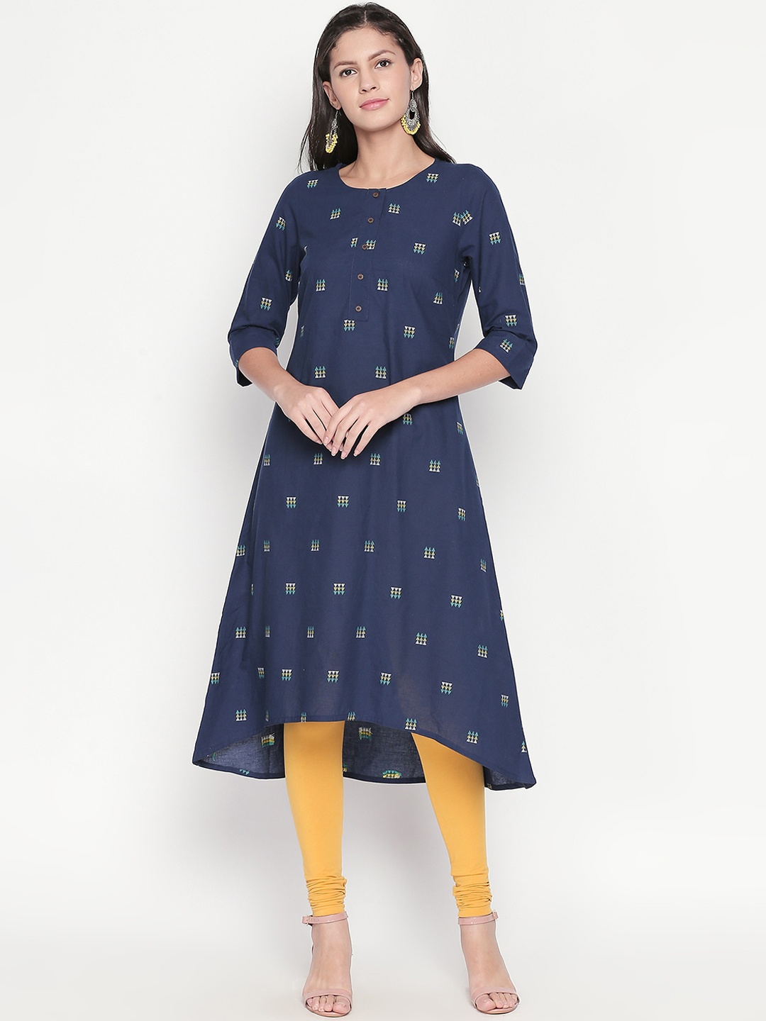 

RANGMANCH BY PANTALOONS Women Blue Woven Design A-Line Kurta