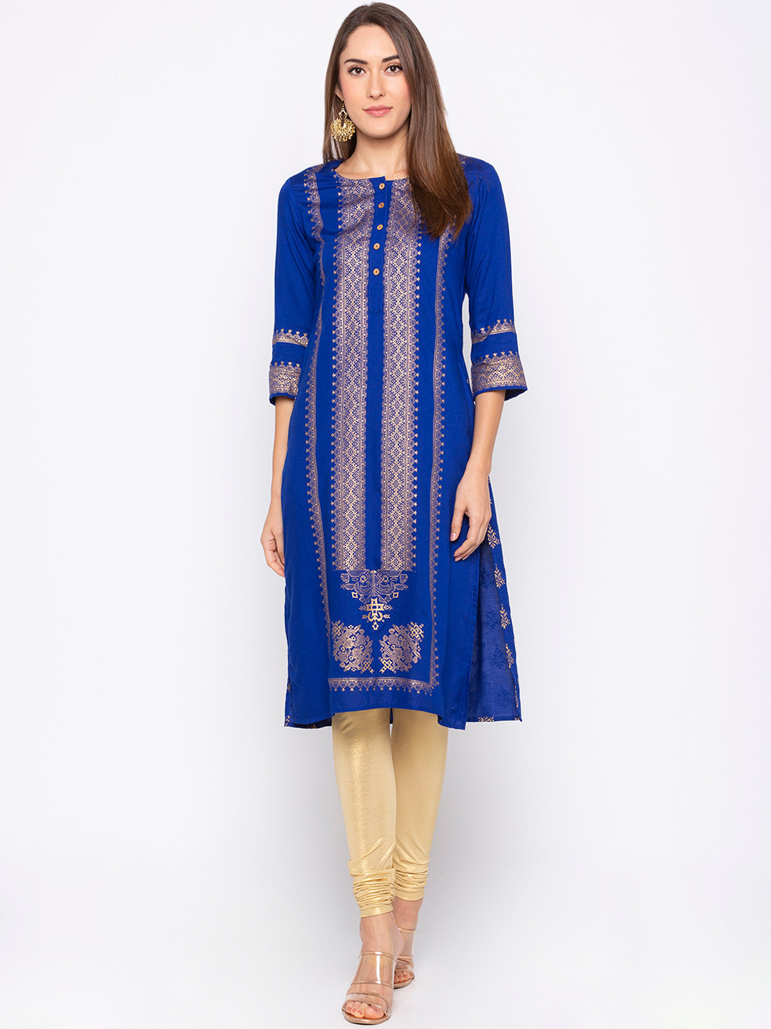 

Globus Women Blue Printed Straight Kurta