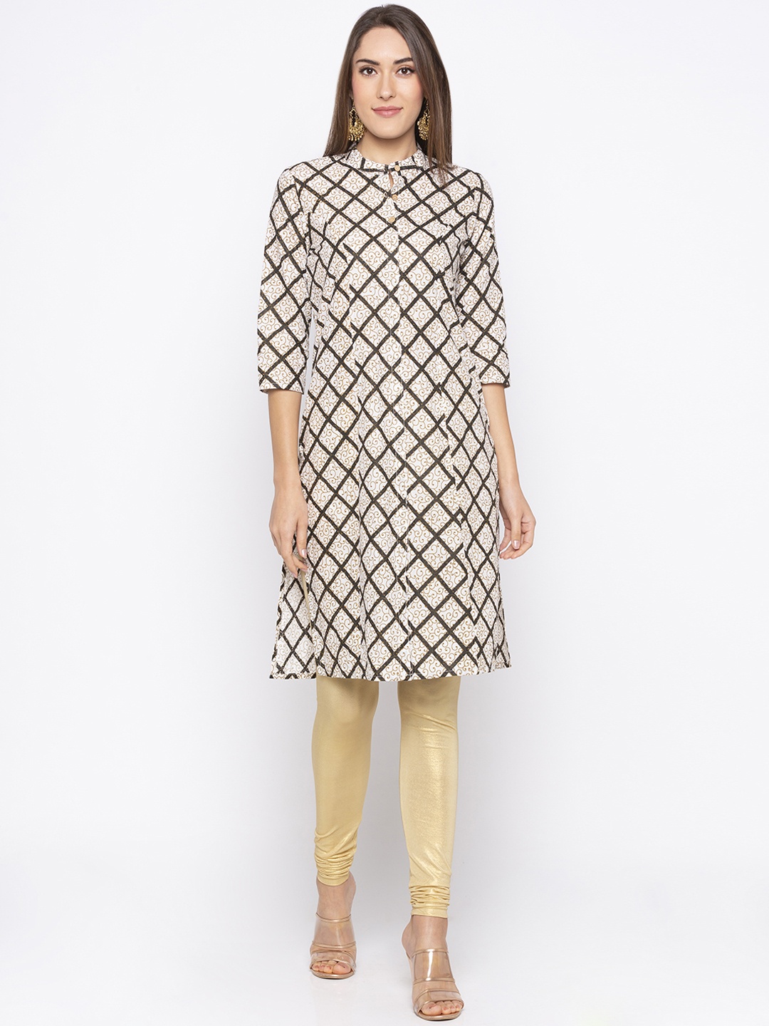 

Globus Women Beige & Brown Printed Straight Kurta