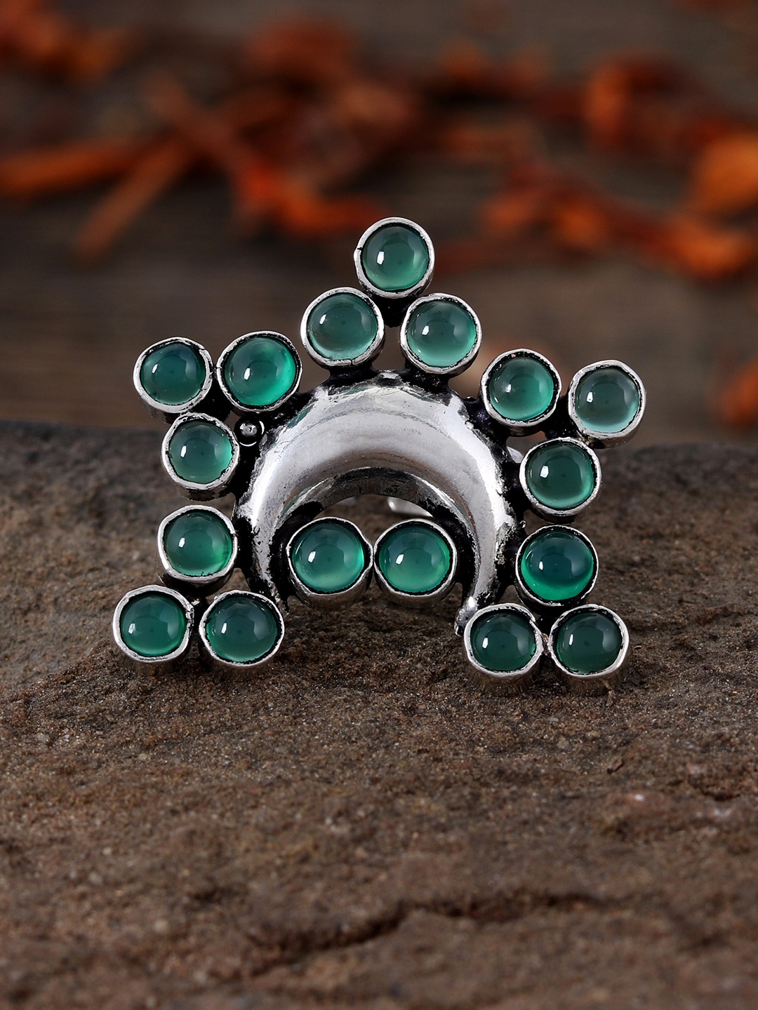 

Silvermerc Designs Women Oxidised Silver-Plated Ring