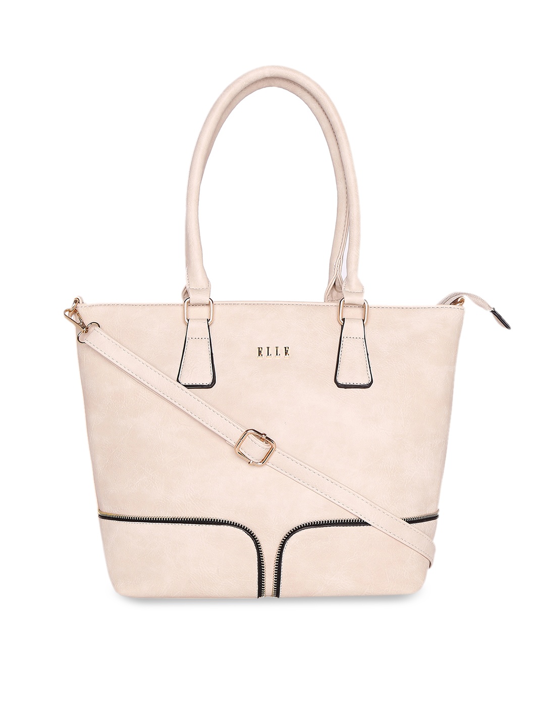 ELLE Beige Solid Shoulder Bag