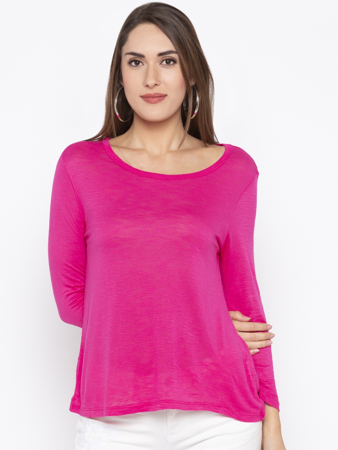 

Globus Women Pink Solid A-Line Top