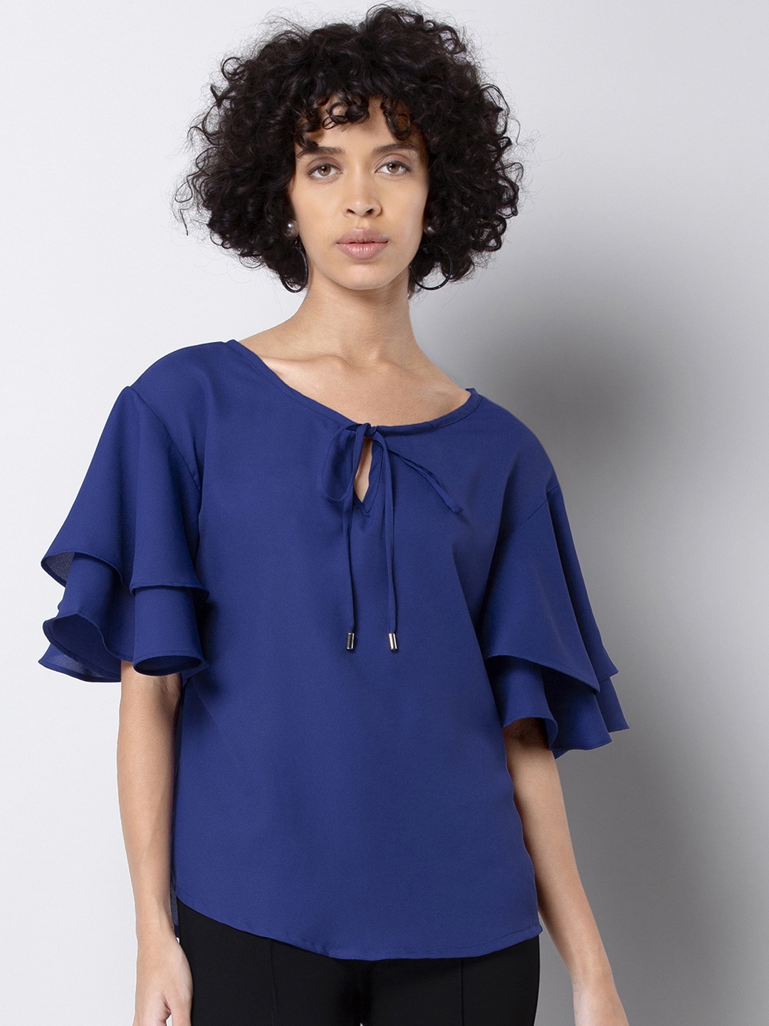 

FabAlley Women Blue Solid Top