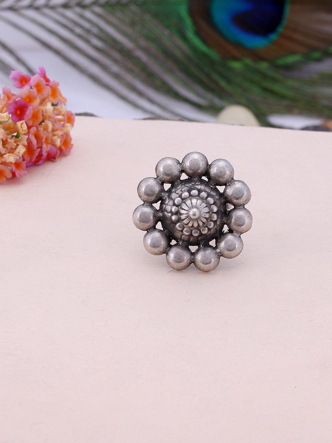 

Silvermerc Designs Women Handcrafted 92.5 Sterling Silver Oxidised Ring
