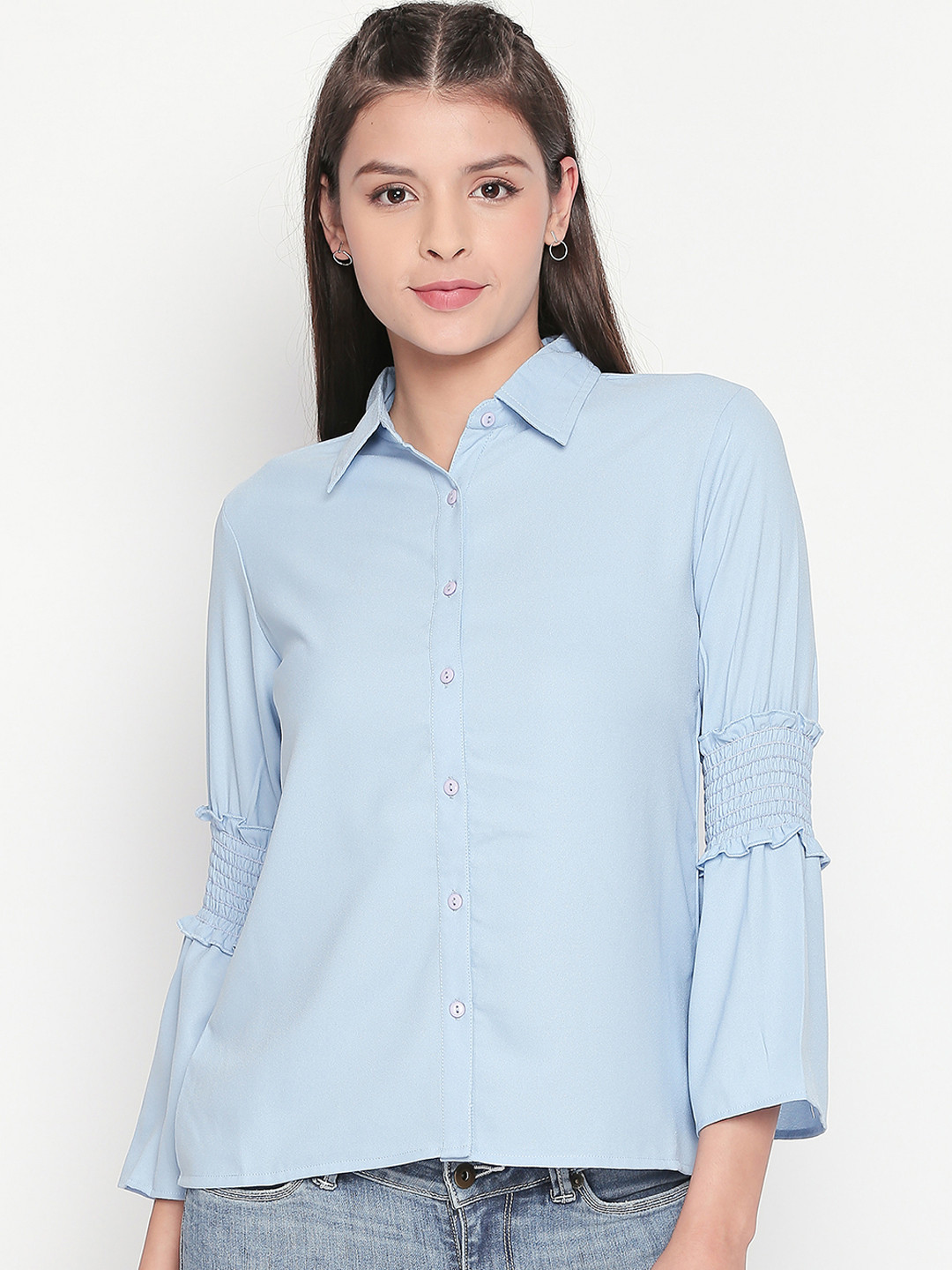 

Style Quotient Women Blue Classic Regular Fit Solid Casual Shirt