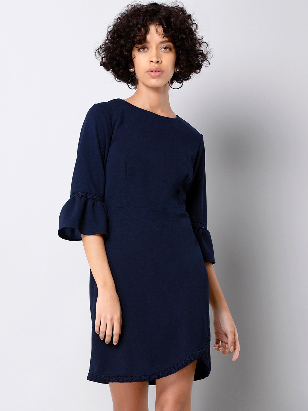 

FabAlley Women Navy Blue Solid Sheath Dress