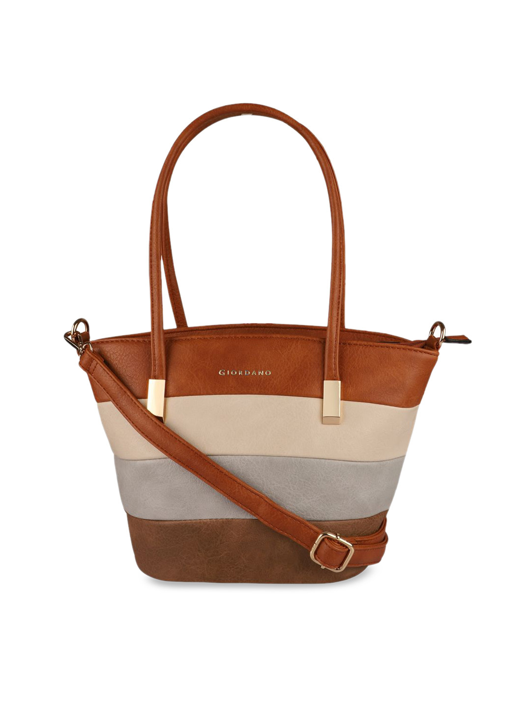 

GIORDANO Beige & Brown Colourblocked Shoulder Bag