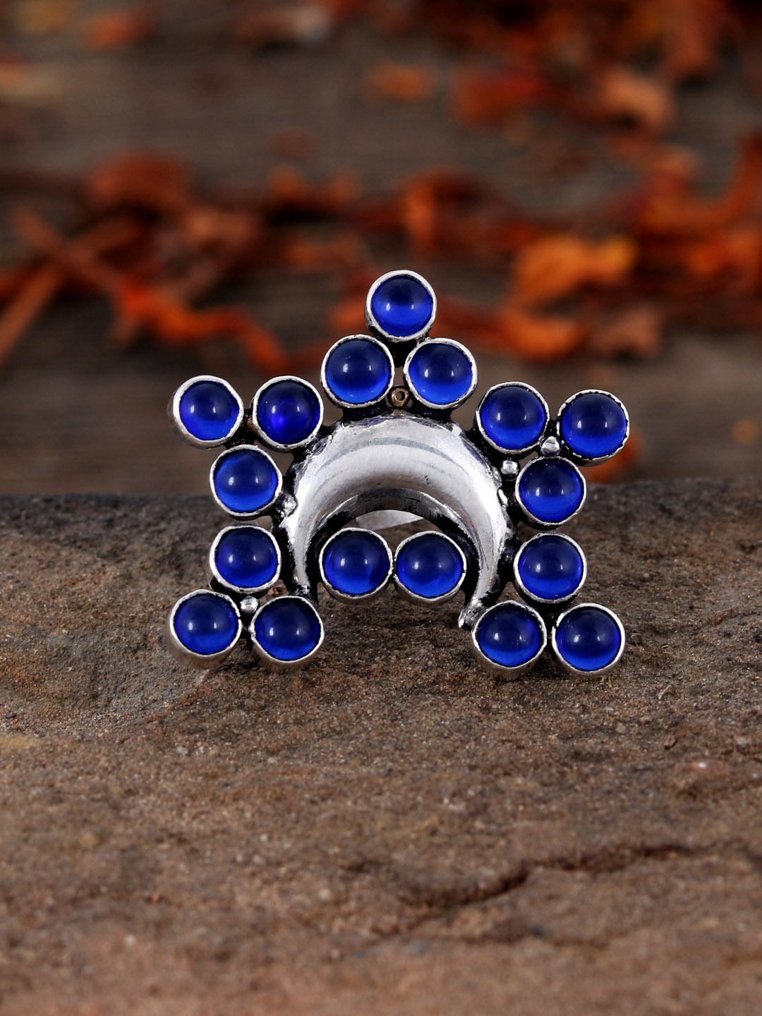 

Silvermerc Designs Women Silver-Plated & Oxidised Finger Ring