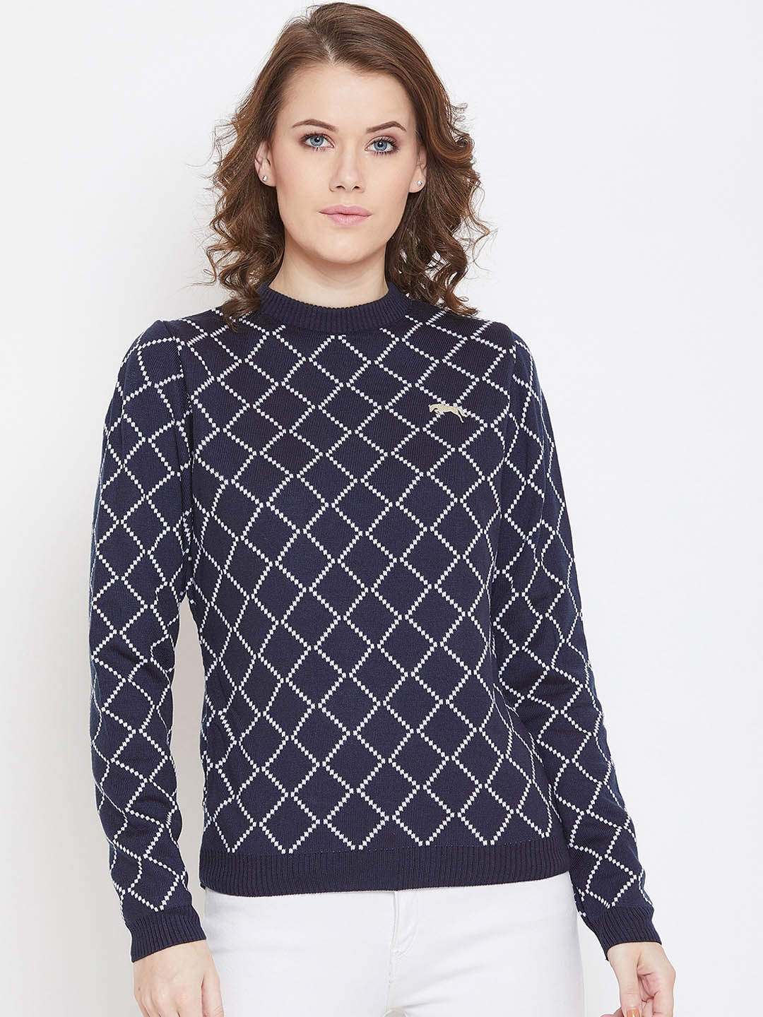 

JUMP USA Women Blue Checked Sweater