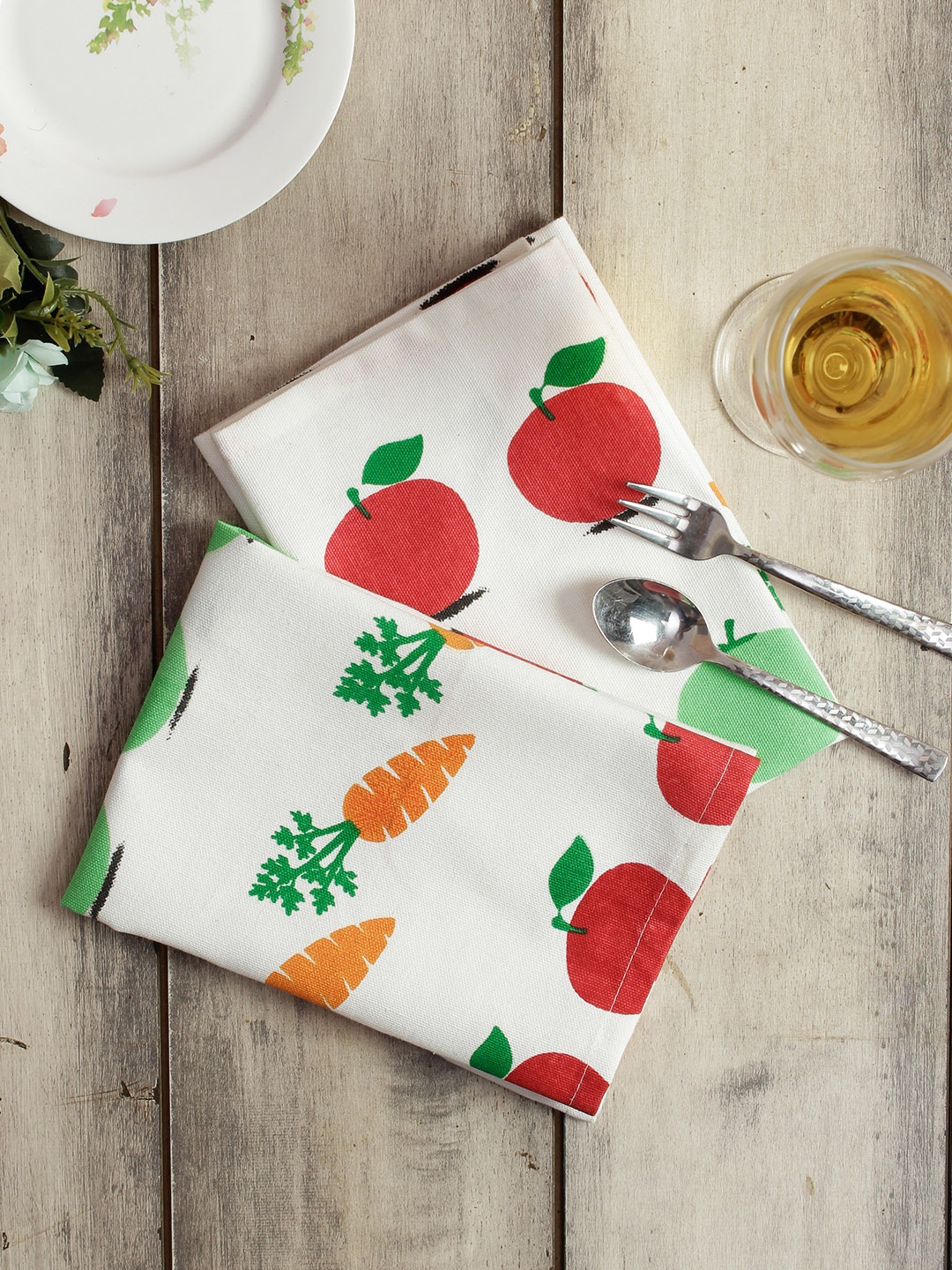 Soumya Set of 6 Printed Table Napkins, White