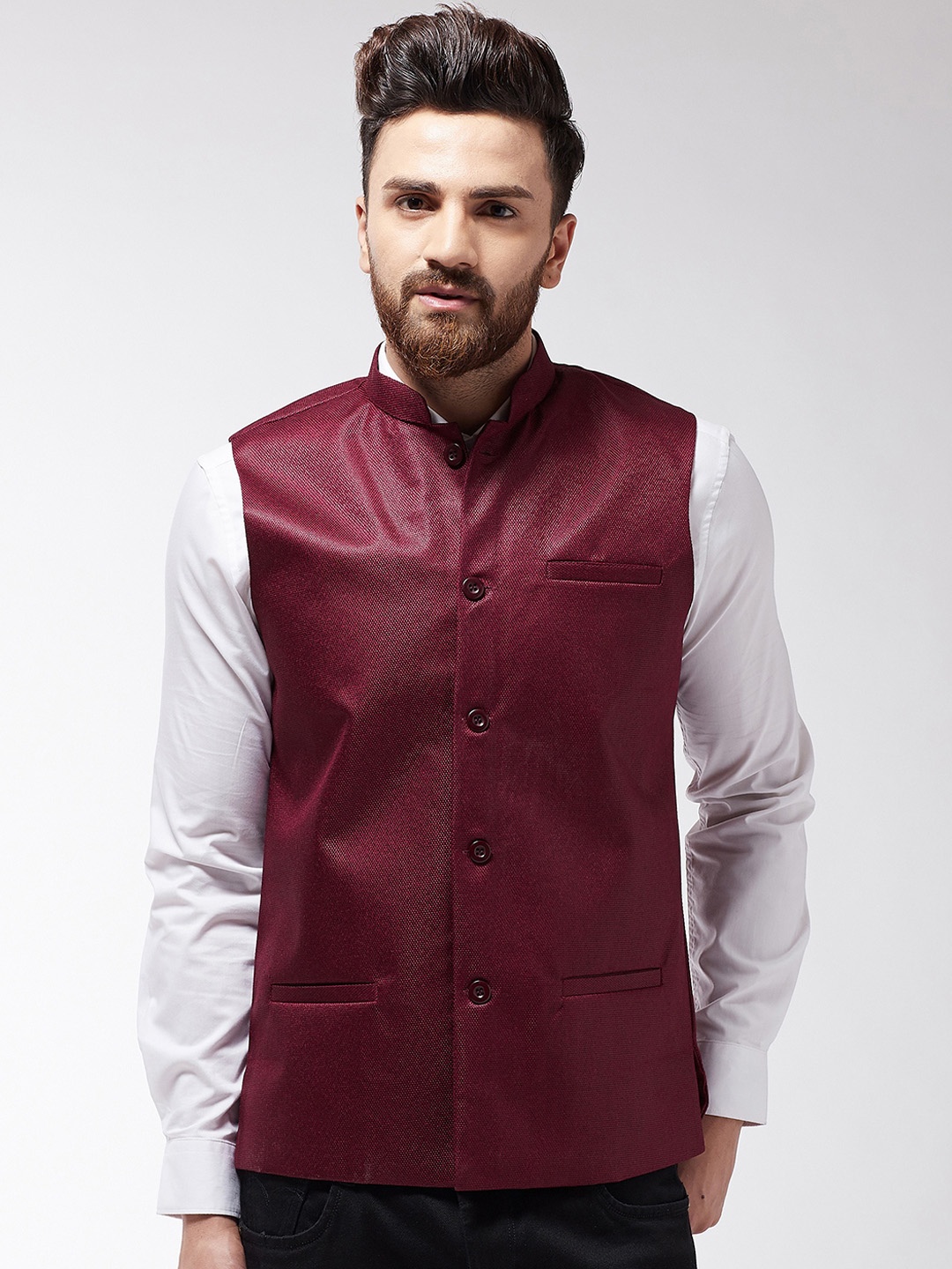 

SOJANYA Men Maroon Nehru Jacket