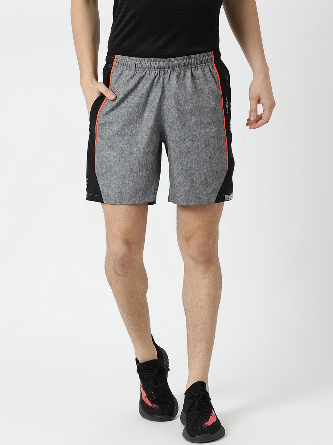 

rock.it Men Grey & Black Colourblocked Regular Fit Regular Shorts