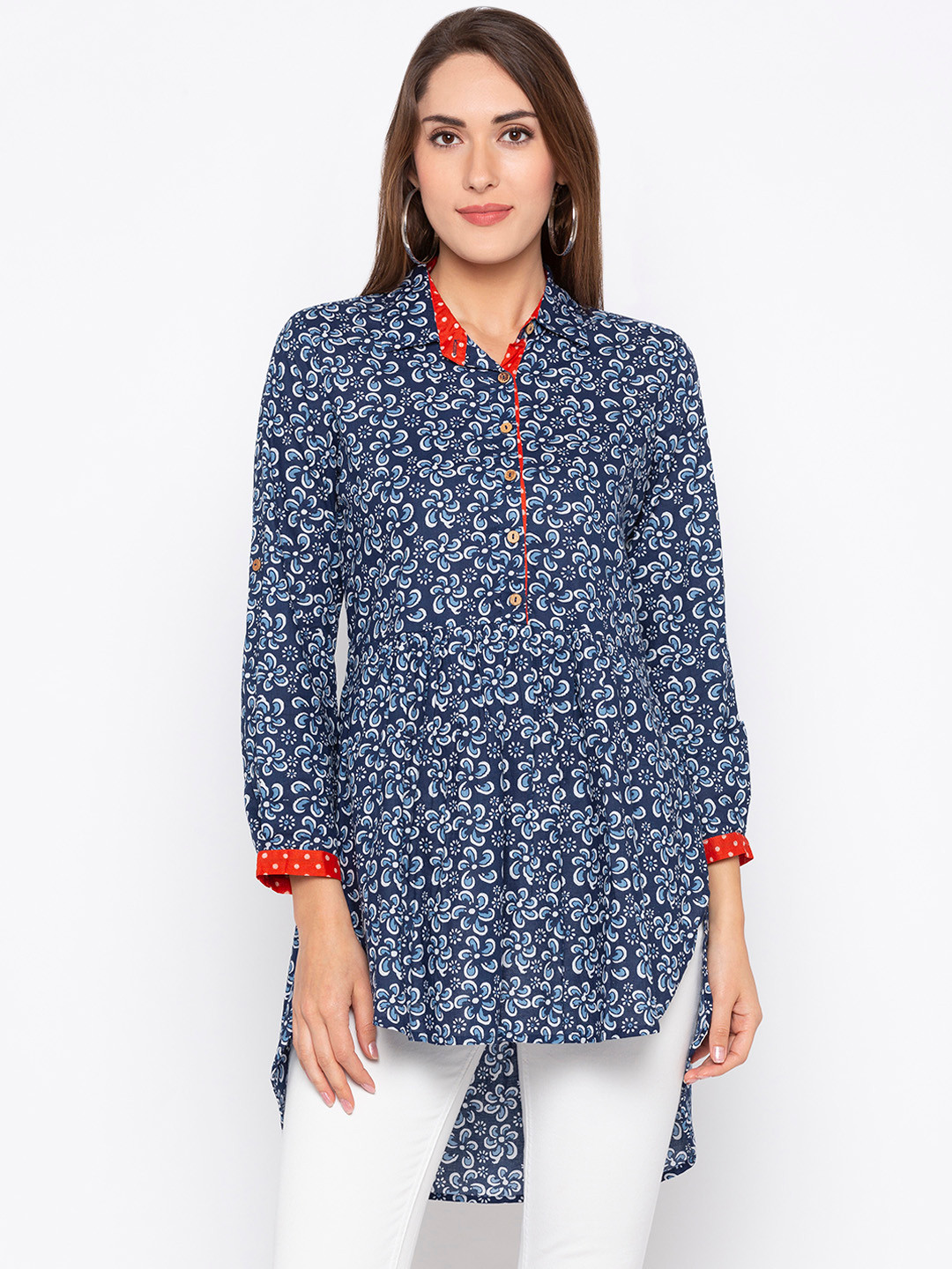 

Globus Women Blue Printed Tunic