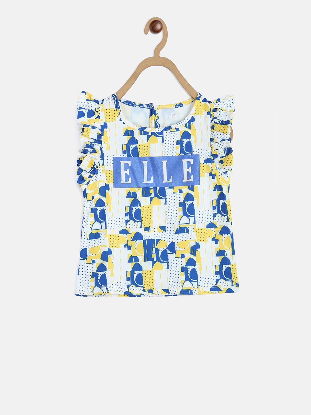 

ELLE Girls Off-White & Blue Printed Round Neck T-shirt