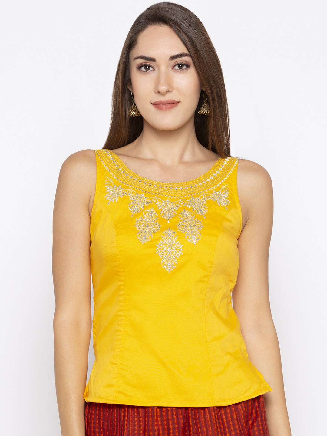 

Globus Women Yellow Embellished Top