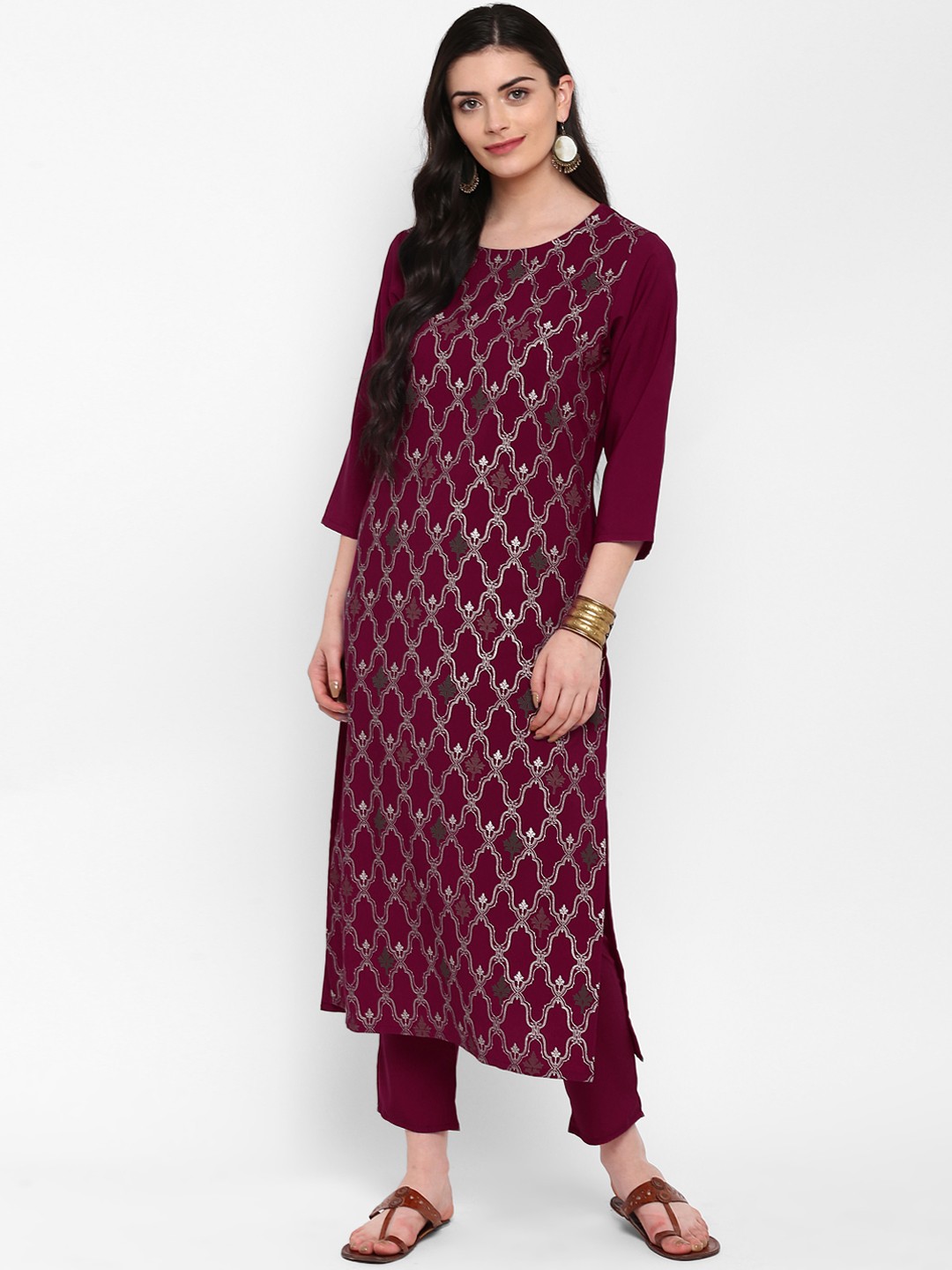 

ZIYAA Women Magenta Printed Kurta with Trousers