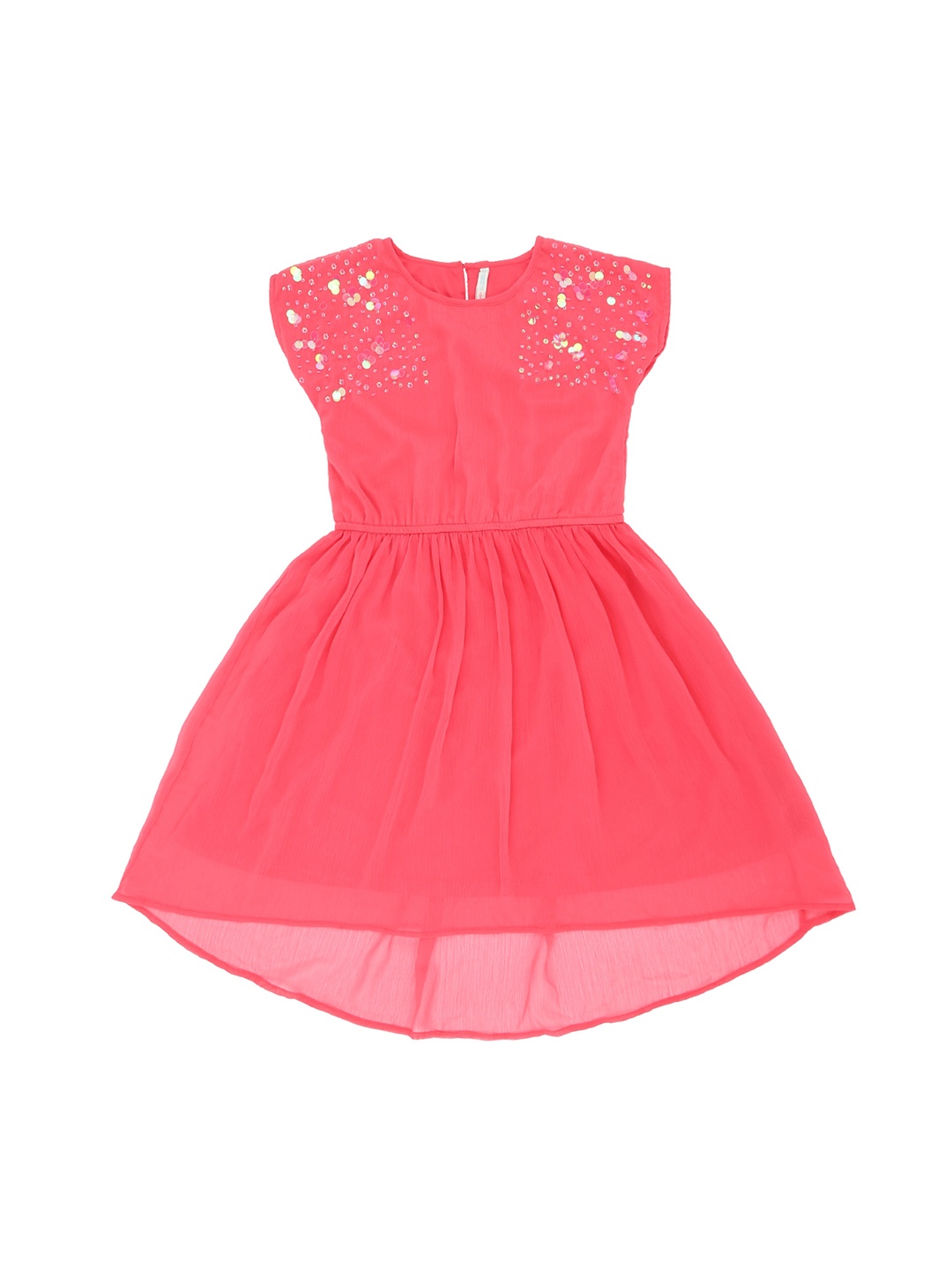 

Pantaloons Junior Girls Coral Pink Fit and Flare Dress
