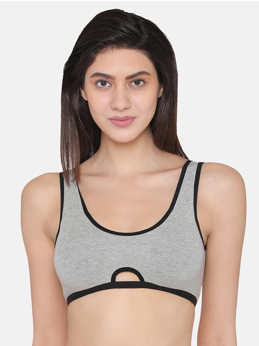 

Clovia Cotton Padded Non-Wired Teen T-Shirt Bra, Grey