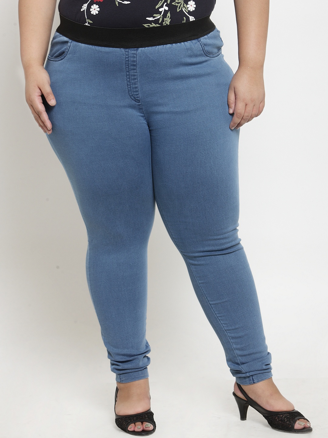 

plusS Women Blue Solid Jegging