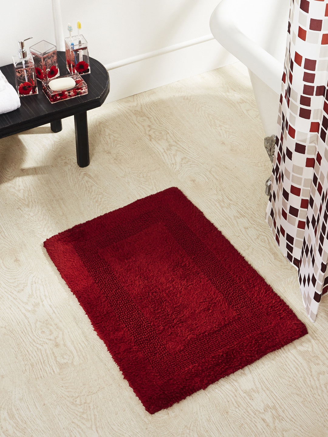 

OBSESSIONS Maroon Rectangular Bath Rug