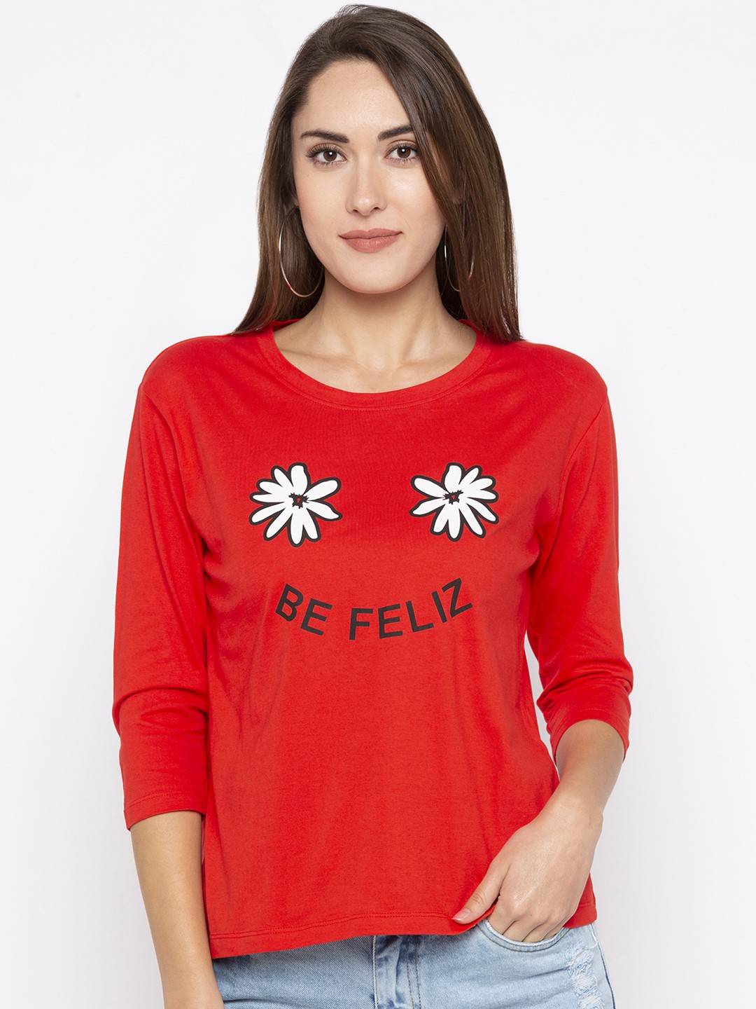 

Globus Women Red Printed Round Neck T-shirt